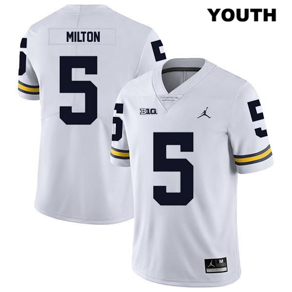 Youth NCAA Michigan Wolverines Joe Milton #5 White Jordan Brand Authentic Stitched Legend Football College Jersey VU25P84RU